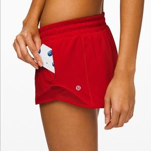 Red lululemon shorts